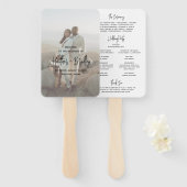 Minimalistisch zwart-wit modern trouwprogramma handwaaier (Voorkant en achterkant)