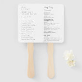 Minimalistisch zwart-wit modern trouwprogramma handwaaier (Voorkant en achterkant)