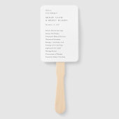 Minimalistisch zwart-wit modern trouwprogramma handwaaier (Voorkant)