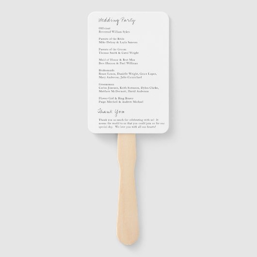 Minimalistisch zwart-wit modern trouwprogramma handwaaier (Achterkant)
