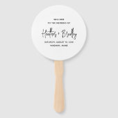 Minimalistisch zwart-wit modern trouwprogramma handwaaier (Voorkant)