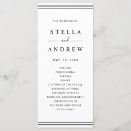 Minimalistisch zwart-wit modern trouwprogramma programmakaart