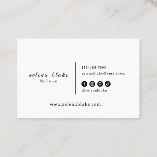 Minimalistisch zwart-wit | Moderne professional Visitekaartje (Achterkant)