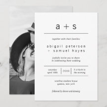 Minimalistisch zwart-wit monogram fotohuwelijk