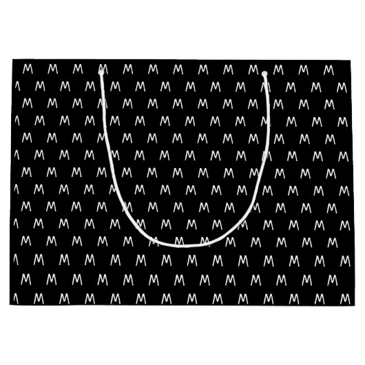 Minimalistisch zwart-wit monogram groot cadeauzakje (Voorkant)