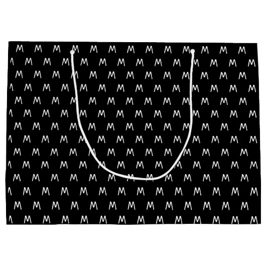 Minimalistisch zwart-wit monogram groot cadeauzakje (Achterkant)