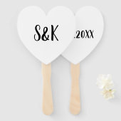 Minimalistisch zwart-wit monogram handwaaier (Voorkant en achterkant)