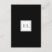 Minimalistisch zwart-wit monogram huwelijk informatiekaartje (Achterkant)
