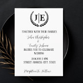 Minimalistisch zwart-wit monogram huwelijk kaart