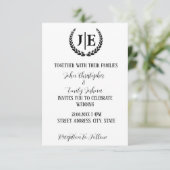 Minimalistisch zwart-wit monogram huwelijk kaart (Staand voorkant)