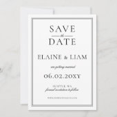 Minimalistisch zwart-wit monogram huwelijk save the date (Voorkant)