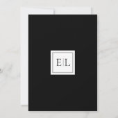 Minimalistisch zwart-wit monogram huwelijk save the date (Achterkant)