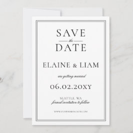 Minimalistisch zwart-wit monogram huwelijk save the date