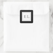 Minimalistisch zwart-wit monogram huwelijk vierkante sticker (Tas)