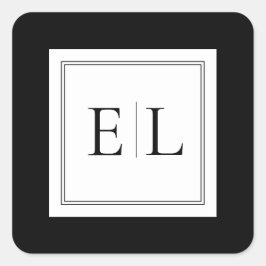 Minimalistisch zwart-wit monogram huwelijk vierkante sticker