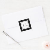 Minimalistisch zwart-wit monogram huwelijk vierkante sticker (Envelop)
