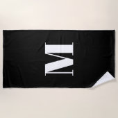 Minimalistisch zwart wit monogram initiaal strandlaken (Voorkant)
