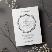 Minimalistisch zwart wit monogram initialen Trouwe Kaart