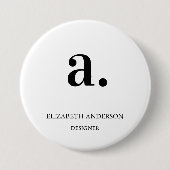 Minimalistisch zwart wit monogram modern elegant ronde button 7,6 cm (Voorkant)