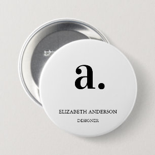 Minimalistisch zwart wit monogram modern elegant ronde button 7,6 cm
