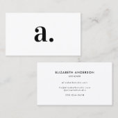 Minimalistisch zwart wit monogram modern elegant visitekaartje (Voorkant / Achterkant)
