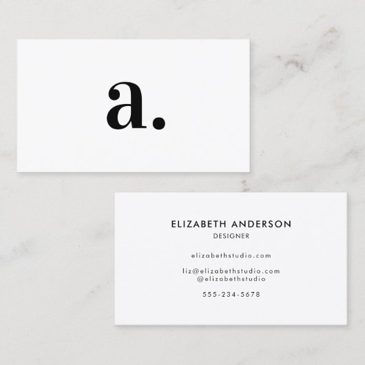 Minimalistisch zwart wit monogram modern elegant visitekaartje (Voorkant / Achterkant)