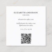 Minimalistisch Zwart Wit Monogram Moderne QR Code Vierkante Visitekaartje (Achterkant)