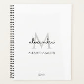 Minimalistisch zwart-wit Monogram Naam Modern Planner (Voorkant)