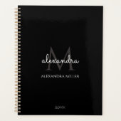 Minimalistisch zwart-wit Monogram Naam Modern Planner (Voorkant)