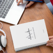 Minimalistisch zwart-wit Monogram Naam Modern Planner