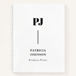 Minimalistisch zwart-wit monogram Notitieboek