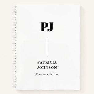 Minimalistisch zwart-wit monogram Notitieboek