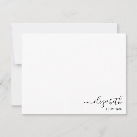 Minimalistisch zwart-wit monogram notitiekaartje (Voorkant)