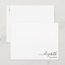 Minimalistisch zwart-wit monogram notitiekaartje