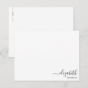 Minimalistisch zwart-wit monogram notitiekaartje