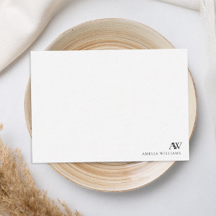 Minimalistisch zwart-wit monogram notitiekaartje