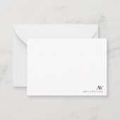 Minimalistisch zwart-wit monogram notitiekaartje (Voorkant)