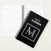 Minimalistisch zwart-wit monogram planner (Display)