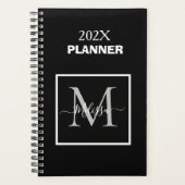 Minimalistisch zwart-wit monogram planner (Voorkant)
