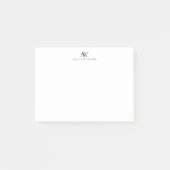 Minimalistisch zwart-wit monogram post-it® notes (Voorkant)