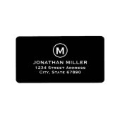 Minimalistisch zwart-wit monogram retouradres etiket (Voorkant)