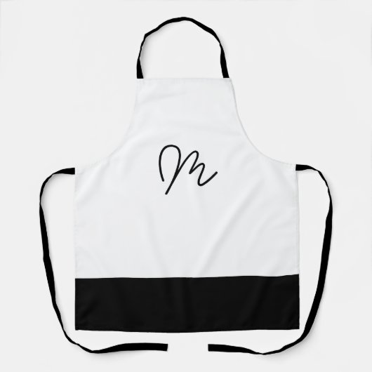 Minimalistisch zwart-wit monogram schort (Voorkant)