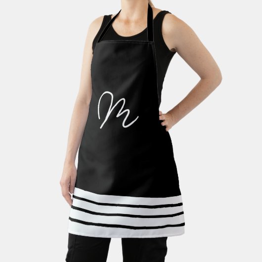 Minimalistisch zwart-wit monogram schort (Insitu)