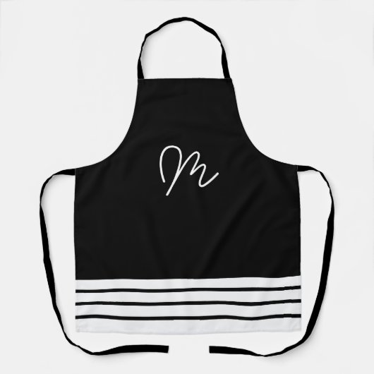 Minimalistisch zwart-wit monogram schort (Voorkant)