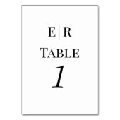 Minimalistisch zwart-wit monogram tabelnummer kaart (Achterkant)