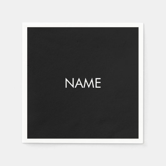 Minimalistisch zwart-wit monogram van de douanetek servet (Voorkant)