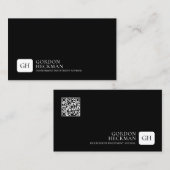 Minimalistisch zwart-wit monogram visitekaartje (Voorkant / Achterkant)