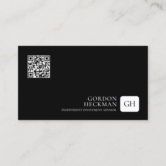 Minimalistisch zwart-wit monogram visitekaartje (Achterkant)