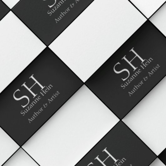 Minimalistisch zwart-wit monogram visitekaartje