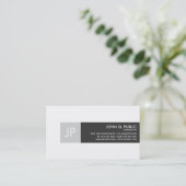 Minimalistisch zwart-wit monogram visitekaartje (Staand voorkant)